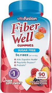 Vitafusion Fiber Well Sugar Free Fiber Gummies Supplement, Peach, Strawberry, And Blackberry Flavored Supplements, 90 Count