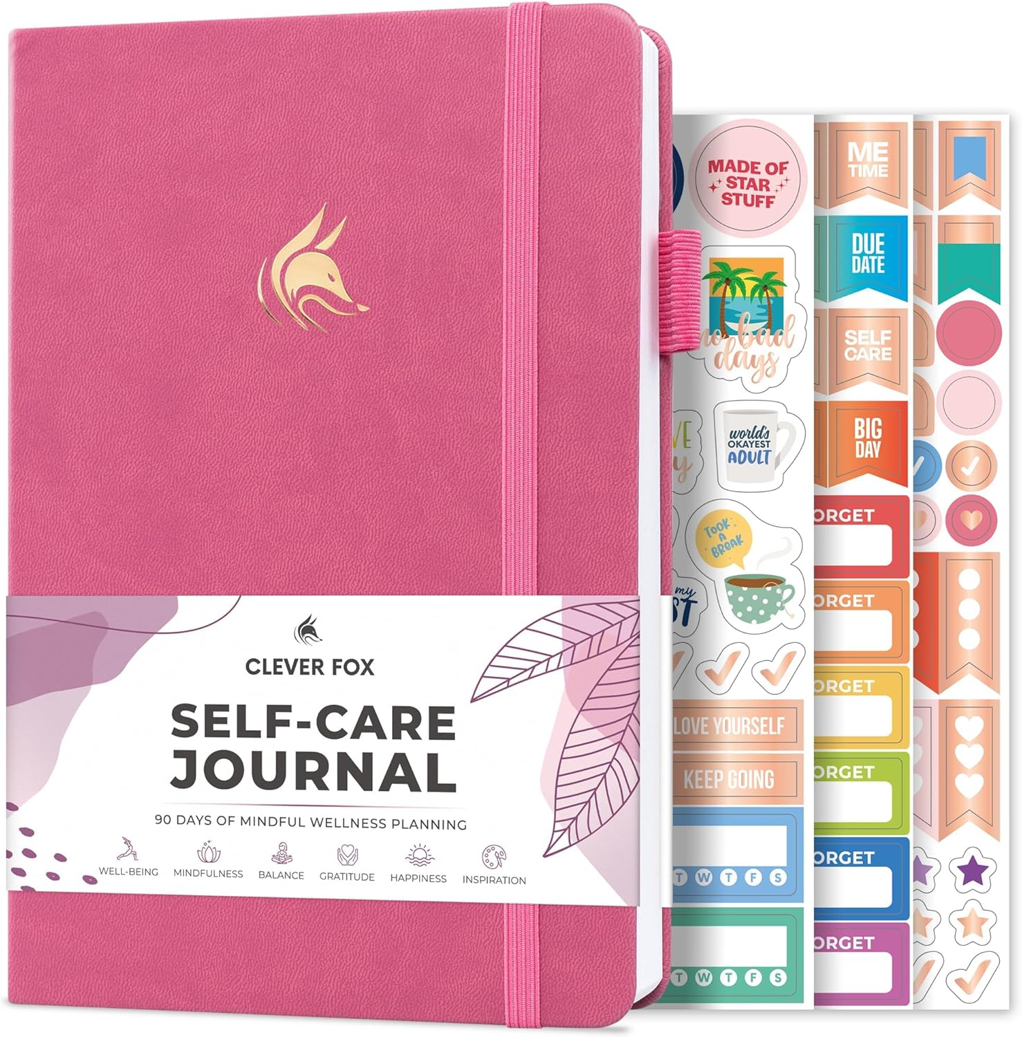 Clever Fox Self-Care Journal – Daily Reflection Notebook – Mental Health & Personal Development Planner, Meditation & Mood Log, A5 (Violet Blossom)