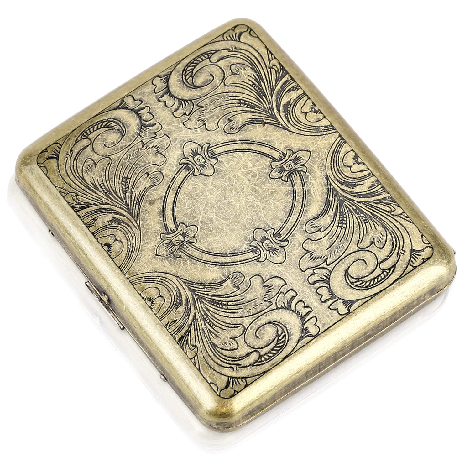 Cigarette Case Holds 20,Flower Golden