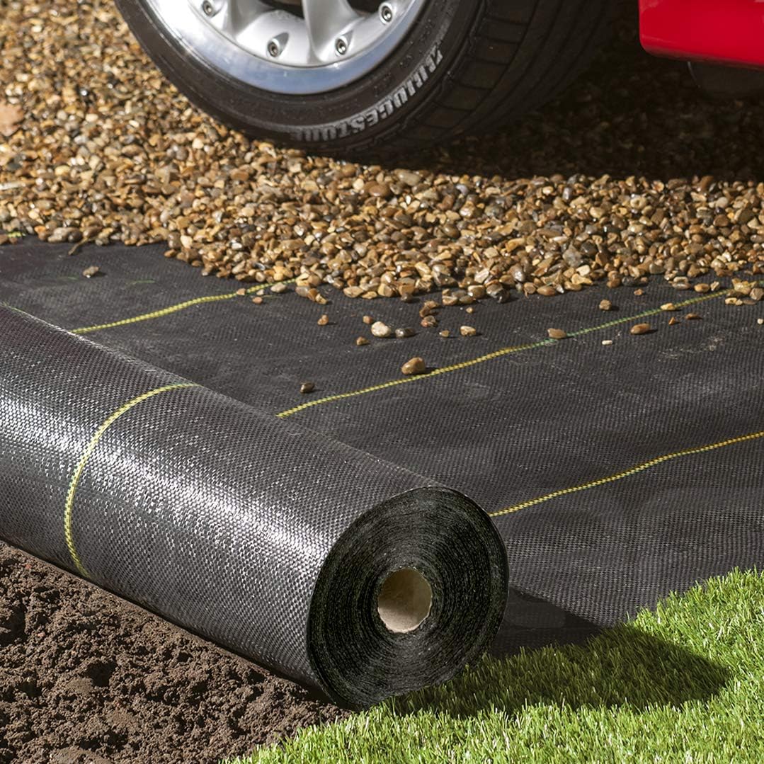 4m x 5m Pro-Tec Gold-Line 125gsm EXTRA Heavy Duty Weed Control Membrane Garden Weed Barrier Fabric Ground Cover For Landscaping Gravel Driveways Decking Underlay Astro Turf Black Woven Sheet