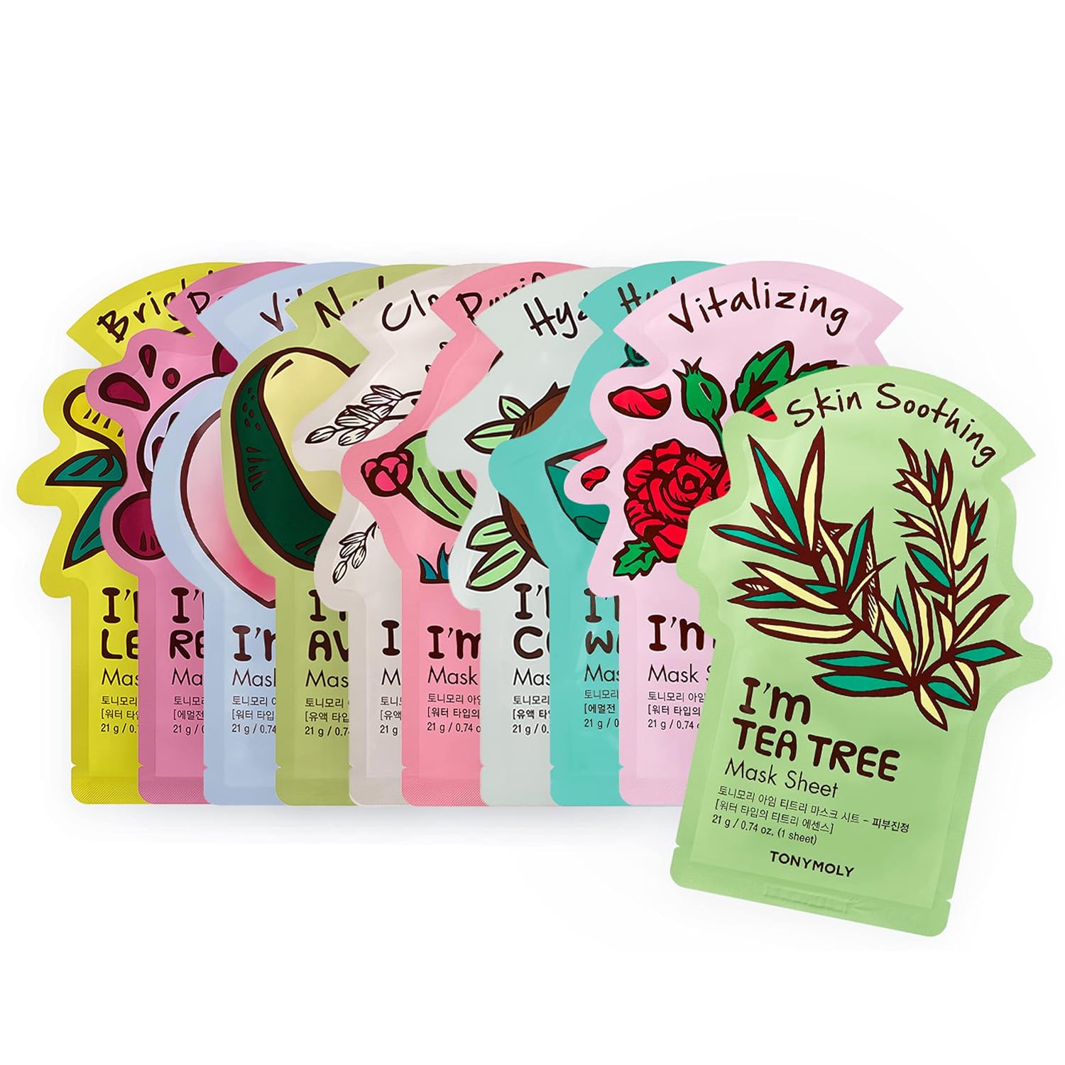 TONYMOLY I'm Real Sheet Mask, Korean Skin Care Face Mask , Hydrating & Moisturizing Skincare, Vitamin Infused Facial, Soothes Skin
