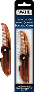 Wahl Beard & Mustache Folding Comb for Men's Grooming - Handcrafted & Hand Cut with Cellulose Acetate - Smooth, Rounded Tapered Teeth - Model 3326