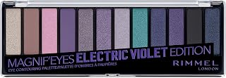 Rimmel London Magnif'Eyes Eyeshadow Palette, 12 Shades, Blendable Formula, Versatile, 008, Electric Violet, 0.5oz