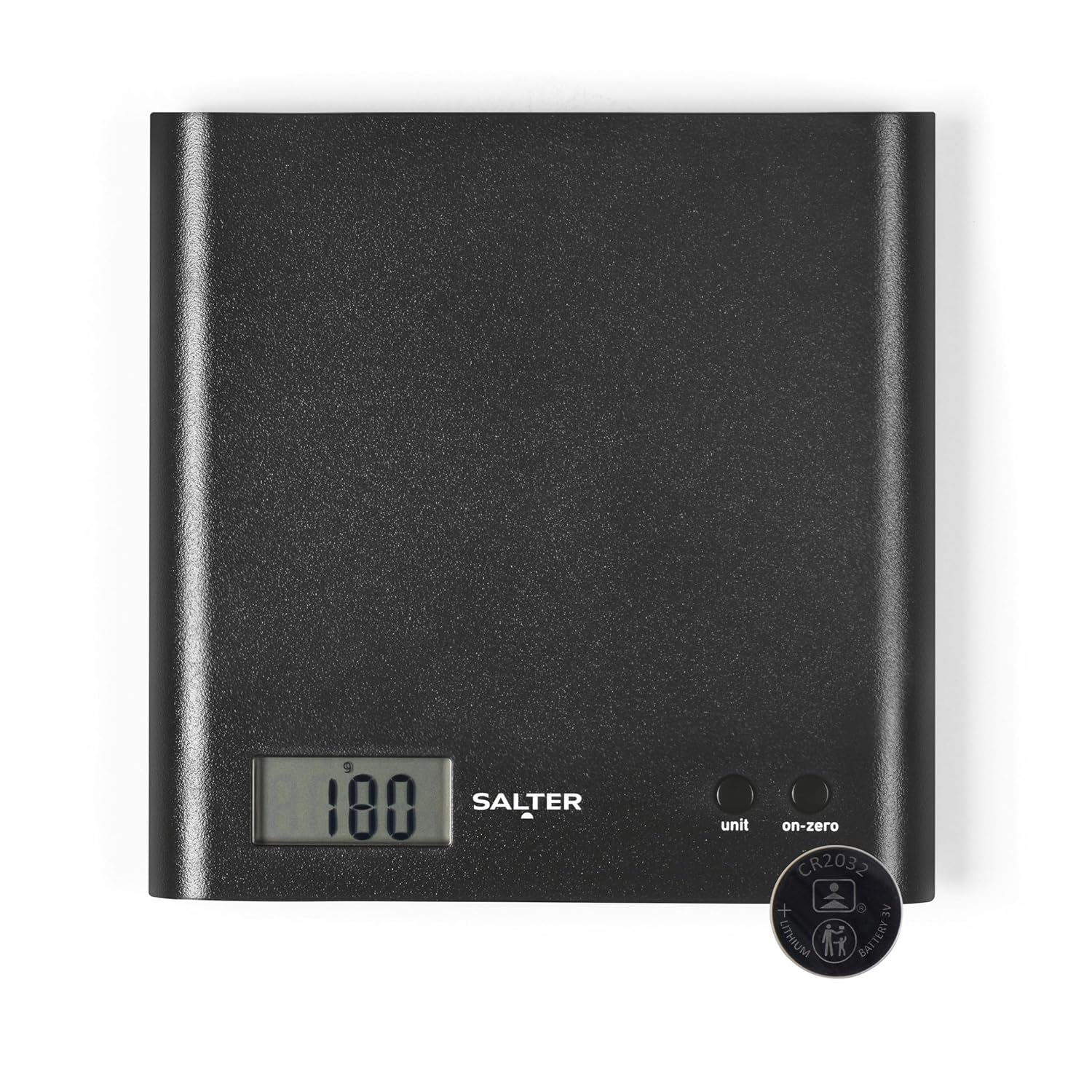 Salter Arc Digital Kitchen Scale, 3 Kg Capacity, Add And Weigh | Slim ABS platform, large LCD display, grams/lb/oz units, weighs in bowl or on platform, battery included, wipe-clean surface