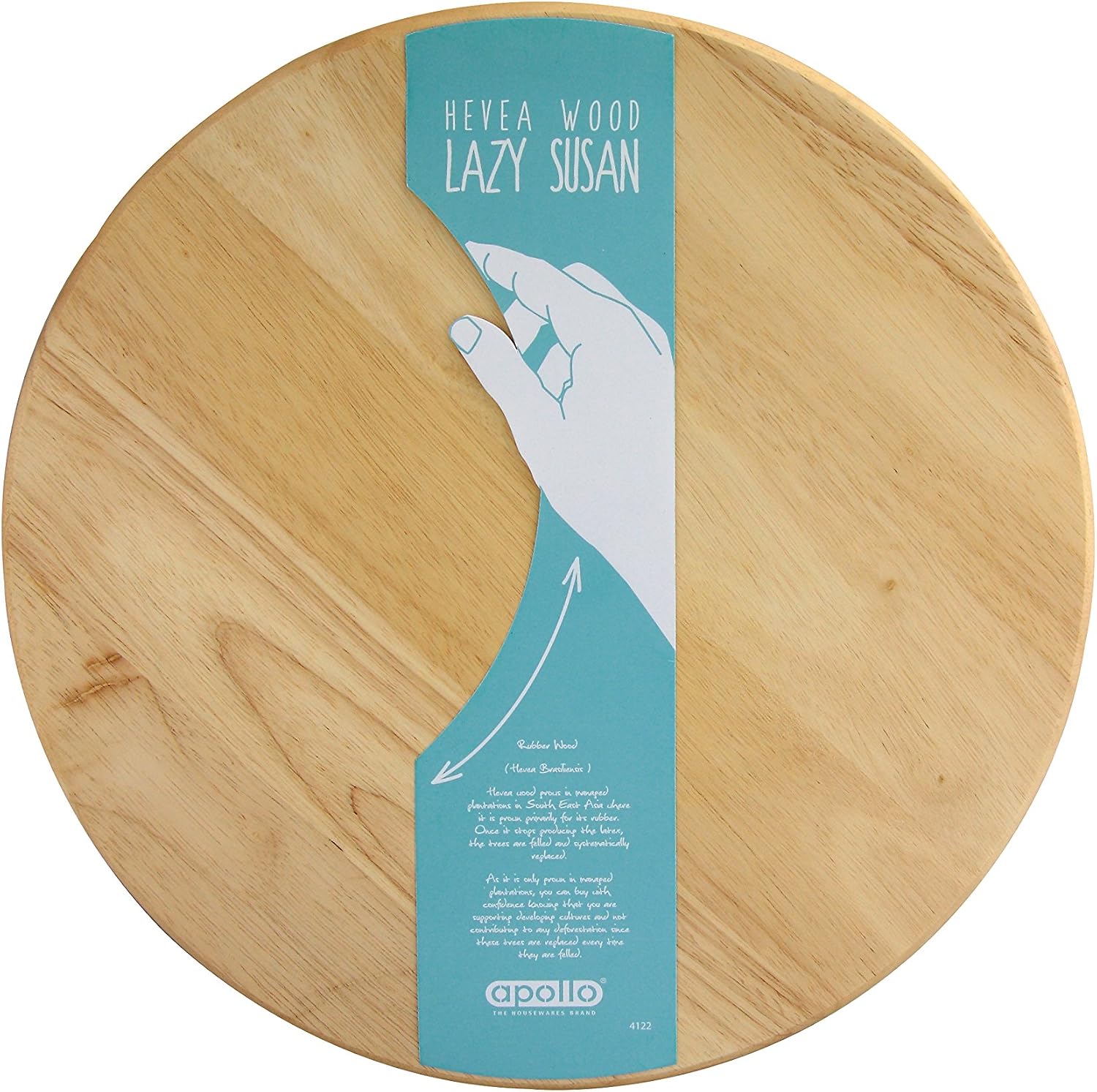 apollo The HOUSEWARES Brand 4122 Apollo 35 cm Rubber Wood Lazy Susan