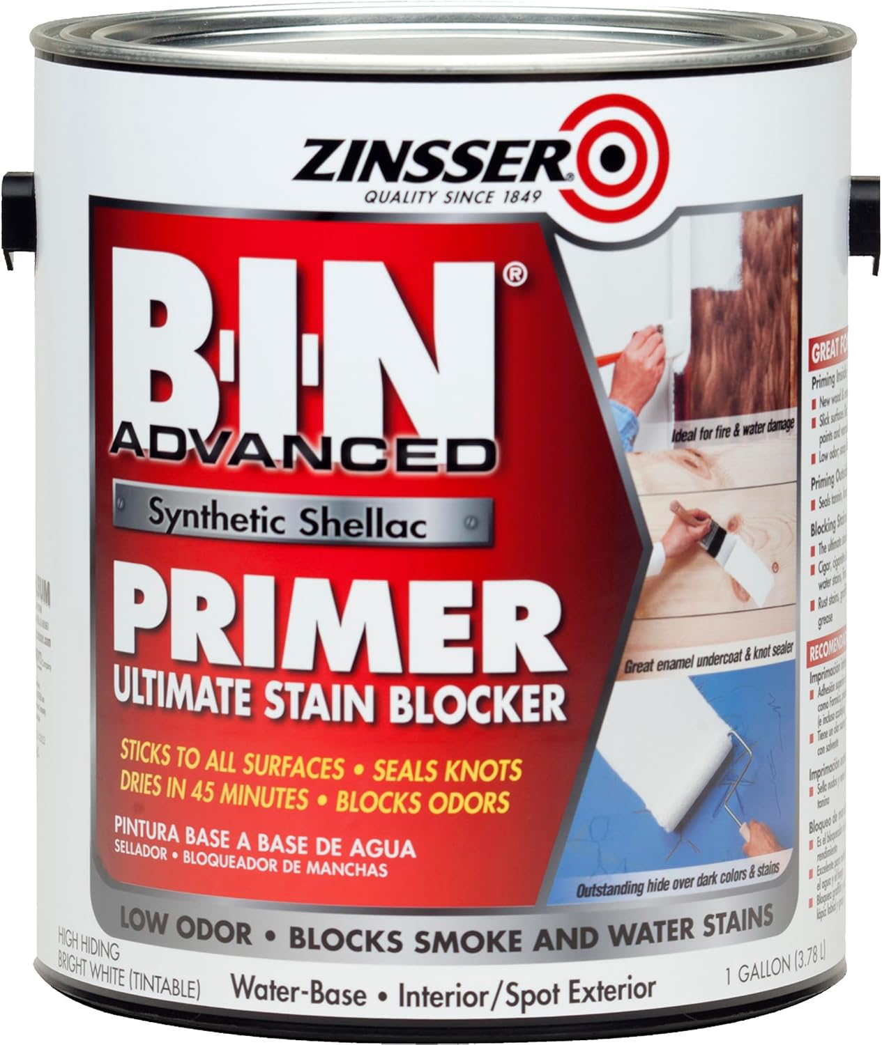 Zinsser Bulls Eye Shellac Finish & Sealer, White, 1 Gallon | Bulls Eye shellac finish & sealer, 1 Gallon, White. Fast-dry traditional shellac that seals & protects wood; stain-blocking.