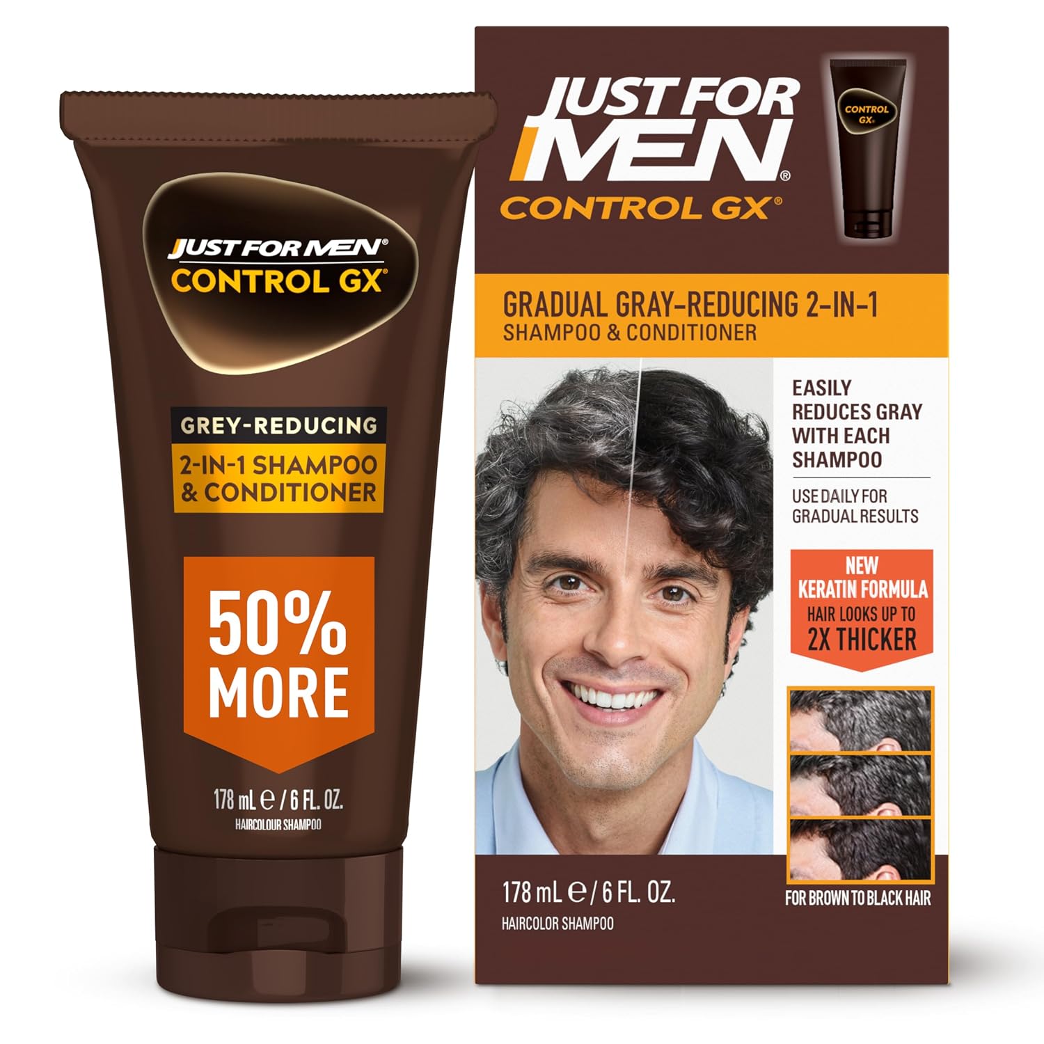 Just for Men Control GX 2-in-1 Shampoo & Conditioner, 6 Fl Oz (1 Pack)