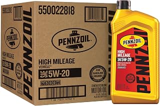 Pennzoil High Mileage 5W-20 Motor Oil, 1 Quart (6 Pack)
