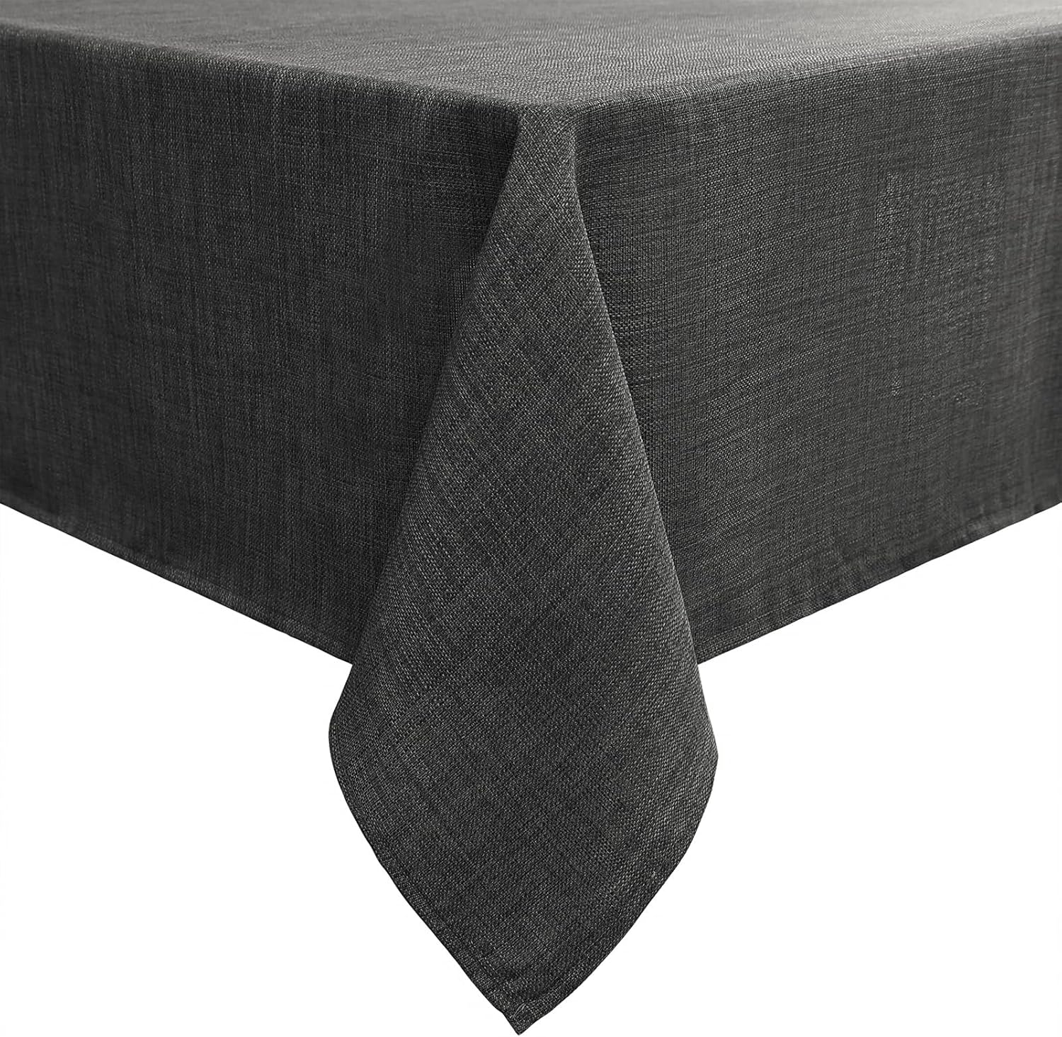 smiry Linen Table Cloth Rectangle 140x100 cm Wipe Clean Tablecloth Water Resistant Table Cover for Kitchen, Party Decorations - Dark Grey