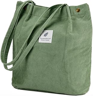 Corduroy Tote Bag Cute Tote Bags for Women Shoulder Bag with Inner Pocket for Work Beach Travel and Shopping Grocery