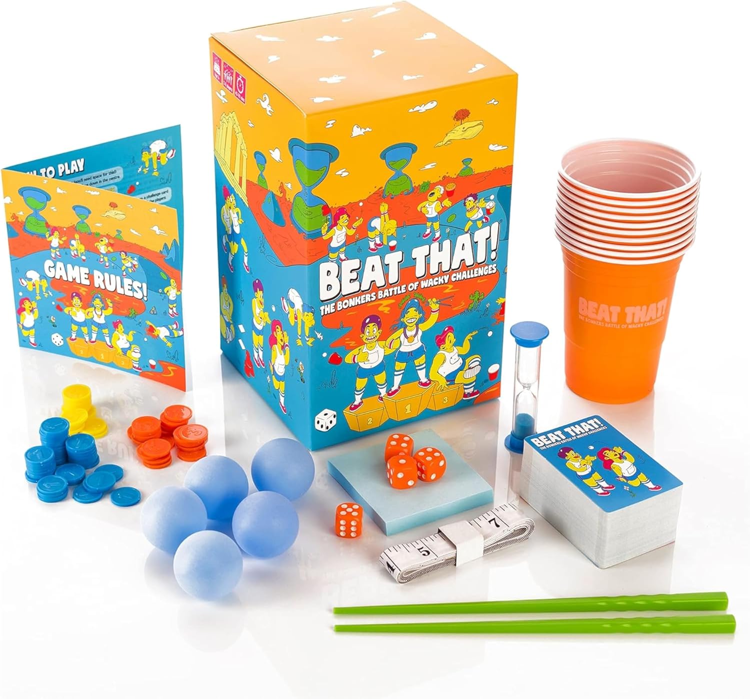 Gutter Games Beat That Game - The Bonkers Battle of Wacky Challenges - Family Games for Kids and Adults - Card and Board Game, Encourages Fun, Creativity, and Memorable Moments in Parties - Main