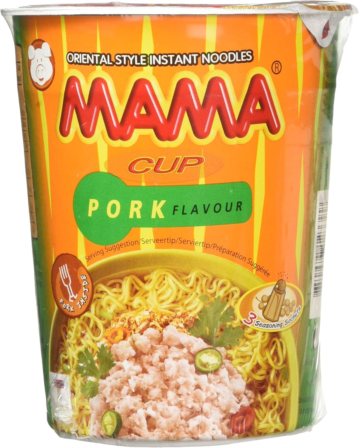 Mama Instant Cup Noodle with Pork Flavor 70 g - Pack of 12 TMAMACUPP