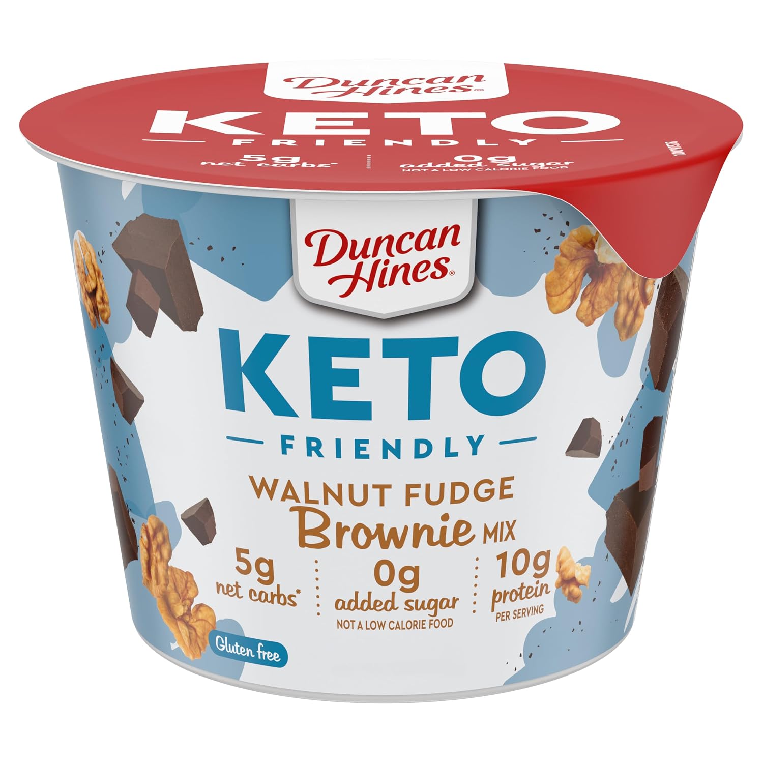 Duncan Hines Keto Friendly Brownie Mix Cup, Walnut Fudge, Zero Added Sugar, Gluten Free, 2.5 oz.