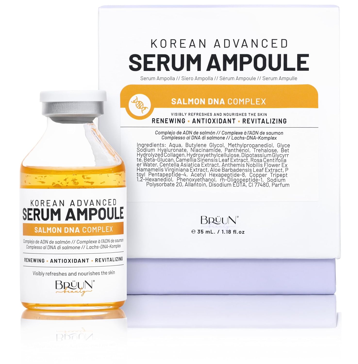 BRÜUN SD - Control Salmon DNA Ampoule - Micro Needling Korean Serum Booster for Face and Body to Use with and without Derma Pen Microneedling Skin Care Serum 1.18 fl.oz