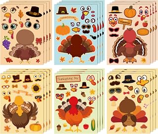 OHOME Thanksgiving Stickers - Thanksgiving Crafts for Kids - DIY Turkey Stickers,Kids Thanksgiving Games Gifts Activities Party Favors Supplies | Thanksgiving Decorations (24 Sheets)