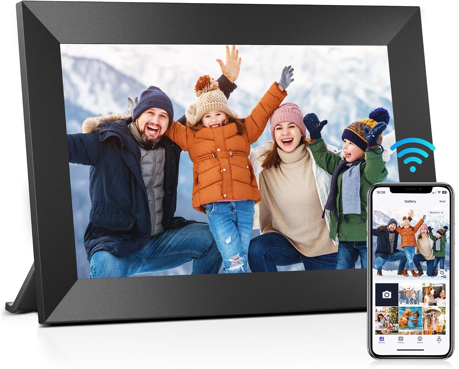Uhale 10.1" Digital Picture Frame with 32GB Storage Support SD Card, Electronic Photo Frames with 1280x800 HD IPS Touch Screen, Instantly and Securely Share Memories, Send Wishes from Anywhere