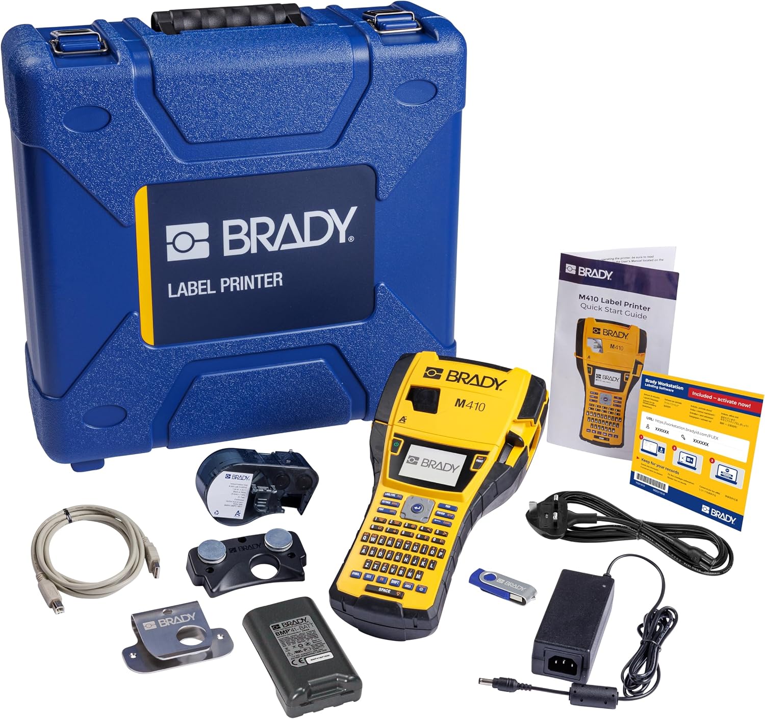 Brady M410 Portable Industrial Label Printer Kit - Color - UK Power Cord - Includes Case, Software & Accessories