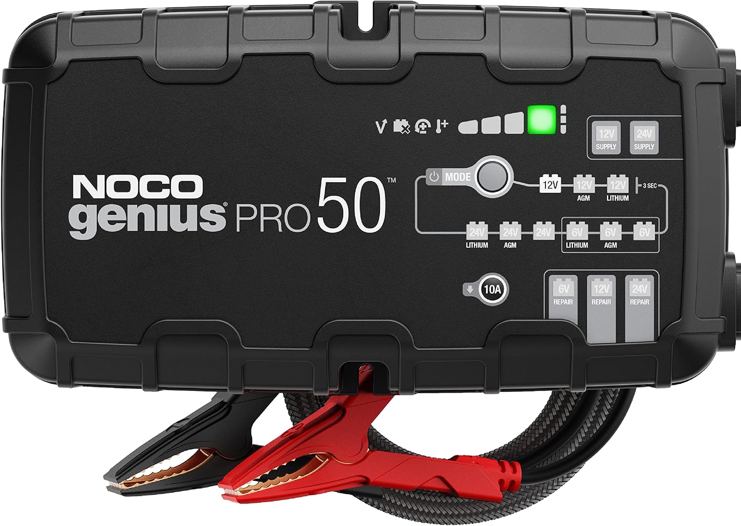 NOCO GENIUSPRO50: 50A 6V/12V/24V Professional Smart Battery Charger – Maintainer, Desulfator & Power Supply with Overcharge Protection & Thermal Compensation – For Lead-Acid & Lithium Batteries