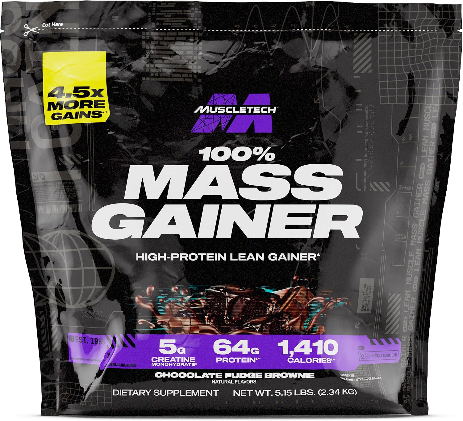 MuscleTech High Protein Mass Gainer - Chocolate Fudge Brownie, 5.15LB