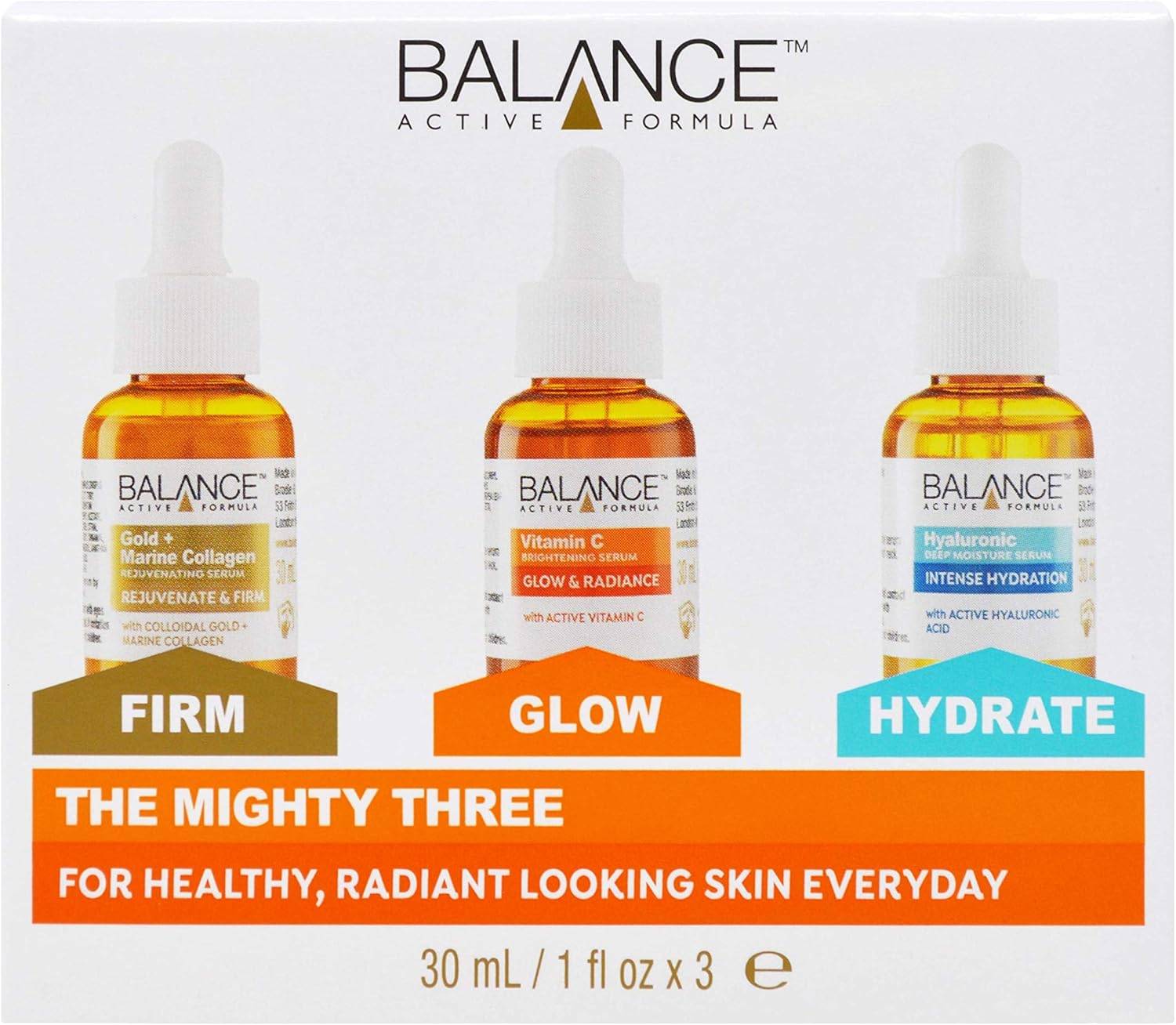 Balance Active Formula The Mighty Three (3 X 30ml) - Breakthrough Active Ingredients Visible Results. Three Targeted Serums That You Can Layer Together Or Use Individually.