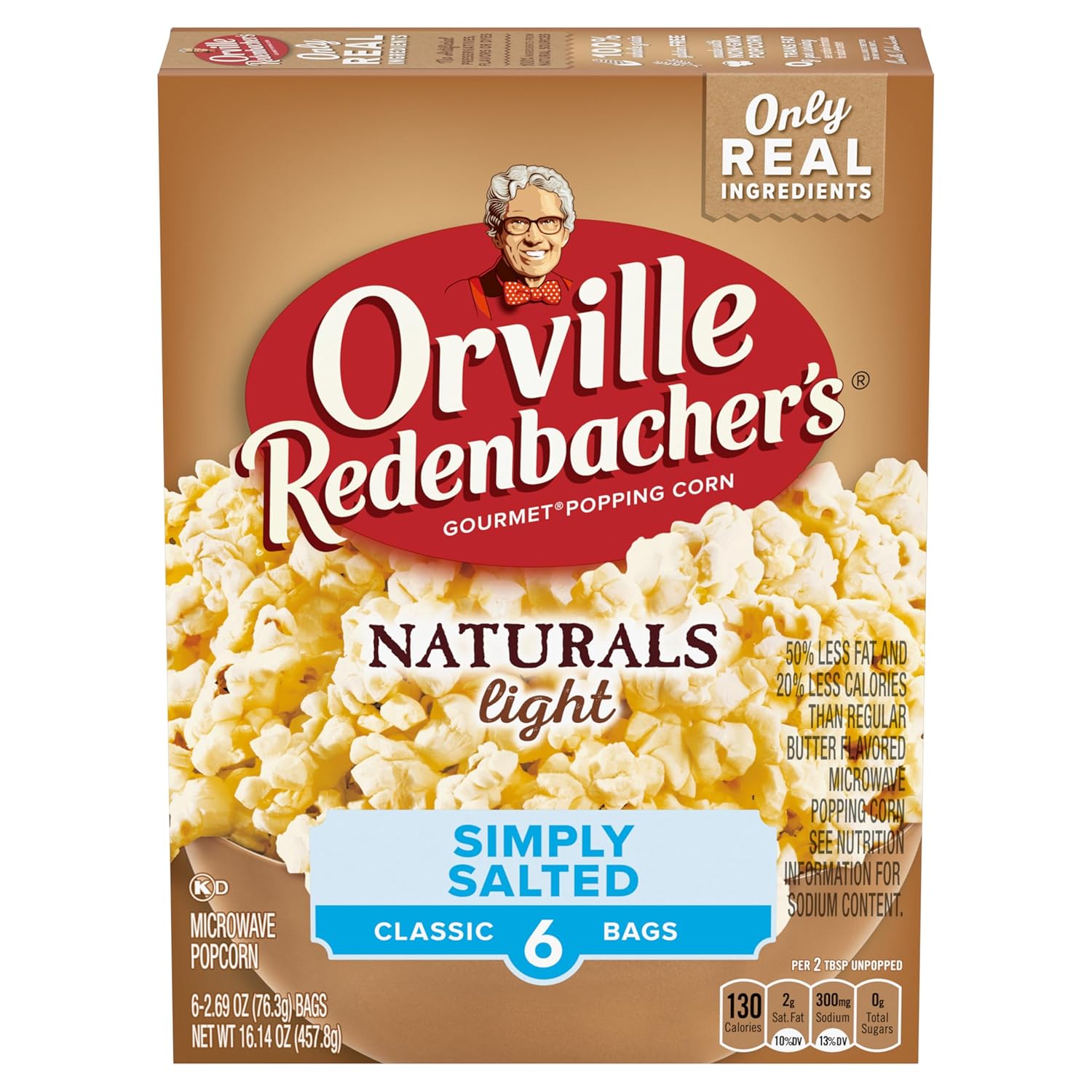 Orville Redenbacher's Naturals Microwave Popcorn, Simply Salted Light Flavor, 2.69 oz., 6-Count
