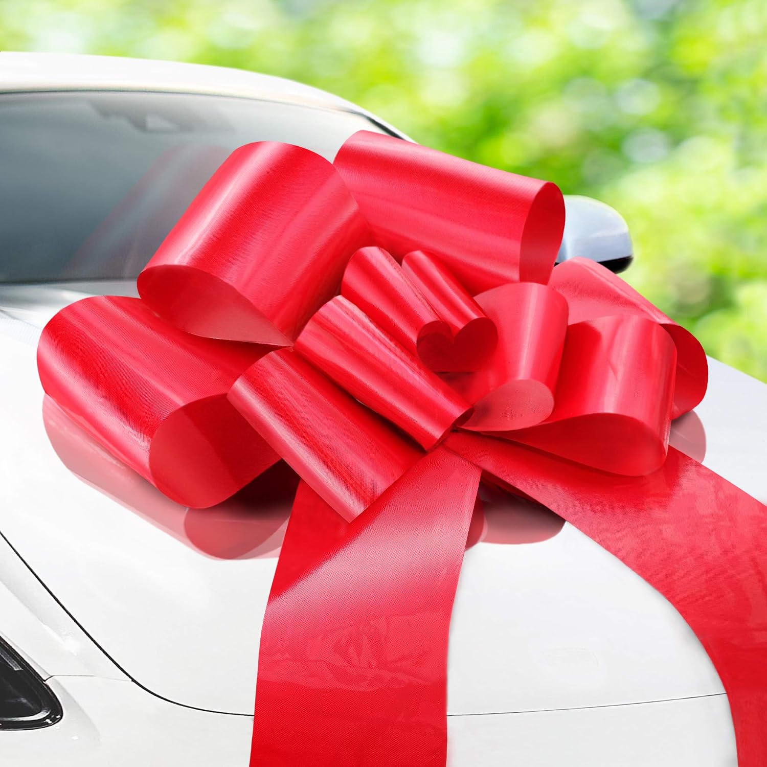 Zoe Deco - Big Car Bow - Red, 30 Inch / 76 cm - Butterfly Shape Giant Car Bow for Birthday, Christmas, Wedding Reception, Surprise Party - Large Gift Wrapping for Huge Present