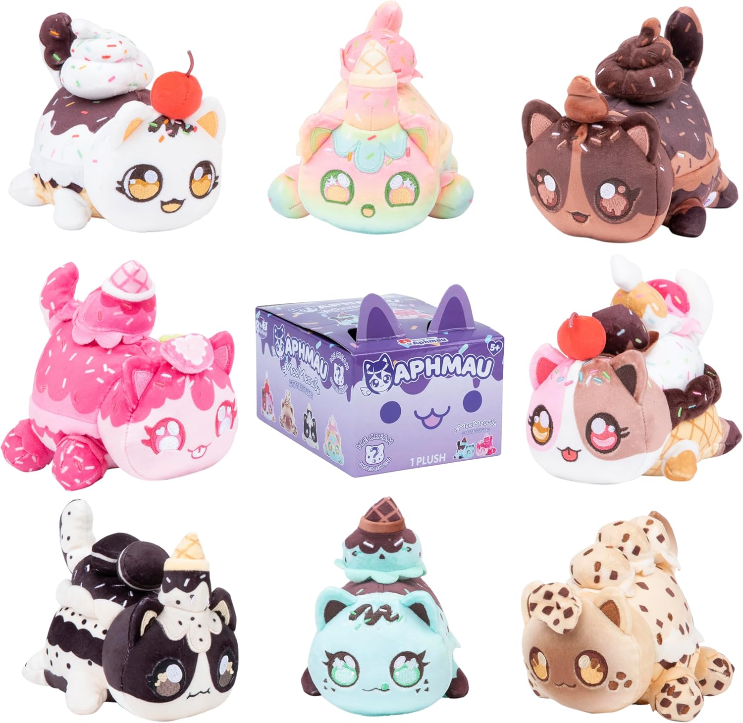Aphmau 6” MeeMeow Mystery Plush – Ice Cream; YouTube Gaming Channel, Blind Box, 1 of 8 Possible, Styles May Vary