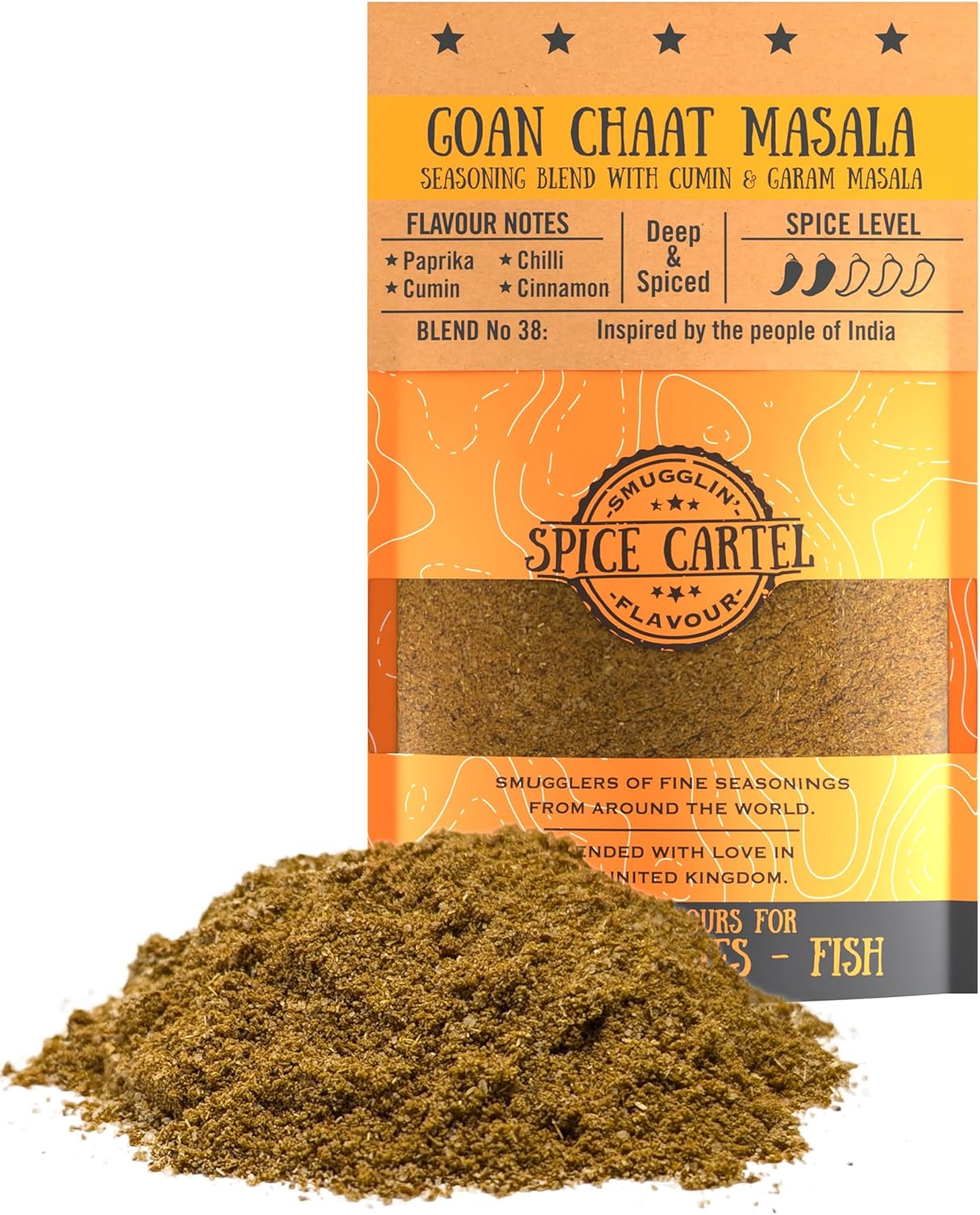 Spice Cartel's Goan Chaat Masala Spice Blend. Classic Indian Seasoning Blend To Add Tang & Flavour.100g Resealable Pack Seasons 3kg+ Of Protein. Premium UK Hand Blended.