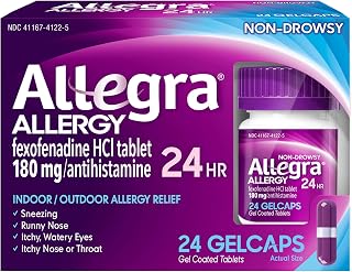 Allegra Allergy Gelcaps 24 Gelcaps per Bottle, Long-Lasting Fast-Acting Antihistamine for Noticeable Relief from Indoor and Outdoor Allergy Symptoms