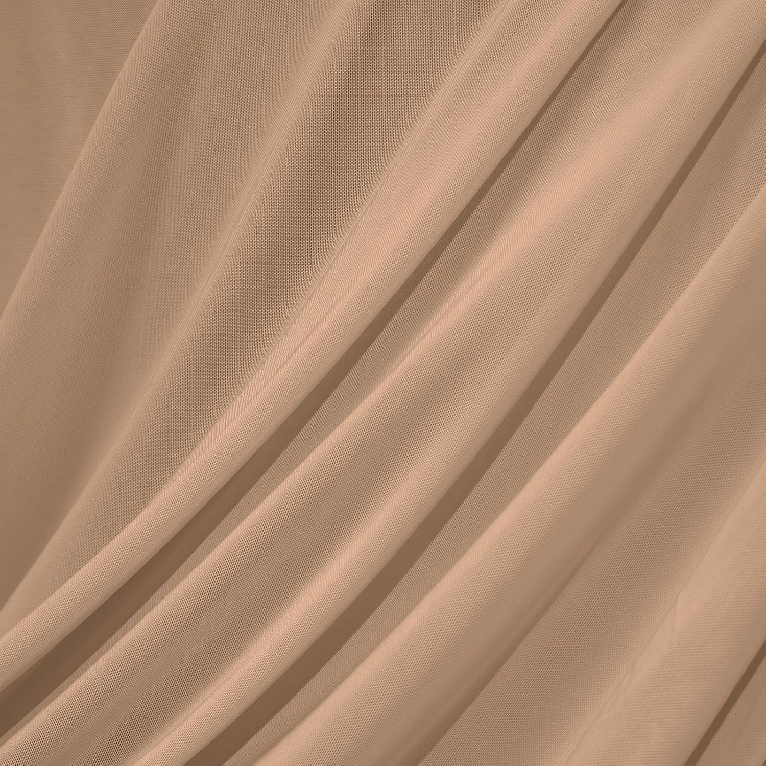 Horbaunal 4-Way Stretch Mesh Fabric by The Yard, Dark Nude 1 Yard Nylon Power Mesh Sheer Fabric for Dancewear Activewear Sportwear Sewing, 88% Nylon & 12% Spandex, 60" Wide