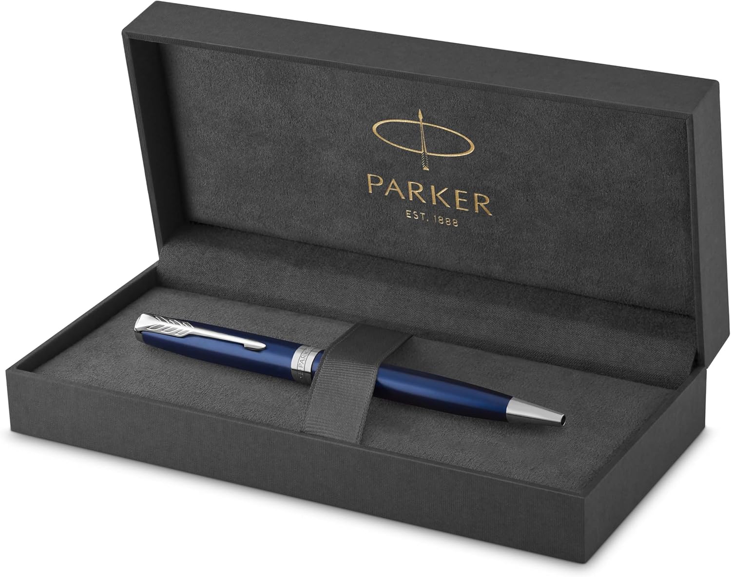 Parker Sonnet Ballpoint Pen | Blue Lacquer with Palladium Trim | Medium Point Black Ink | Gift Box