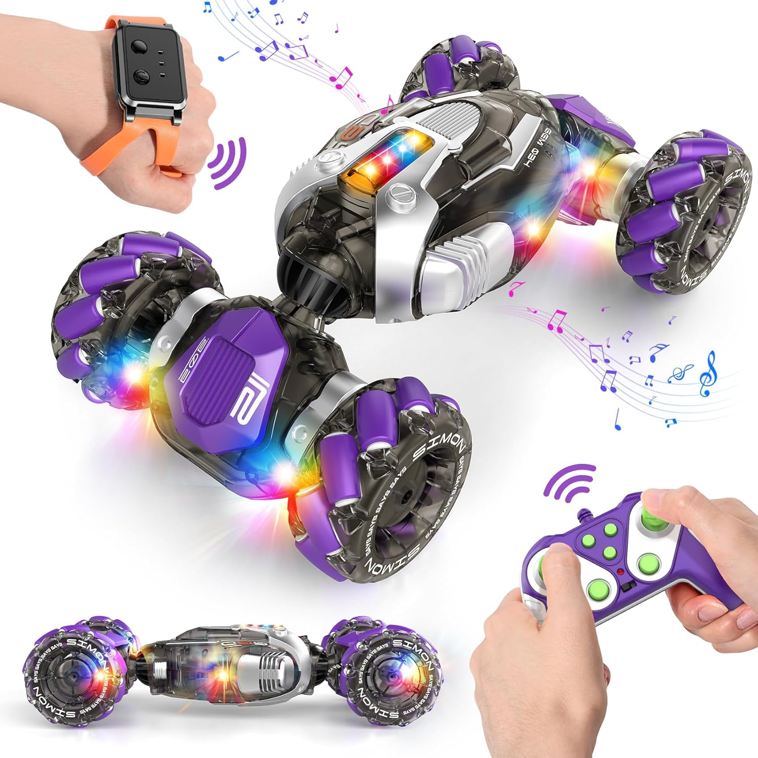 Gesture Sensing RC Stunt Car, Remote Control Cars Transformer Toys for Age 5-7 6-12 8 9 10 11 Yr Boys Girls, Christmas Birthday Gifts Toys for Kids, 2.4Ghz Hand Control 360° Rotating Toys Car