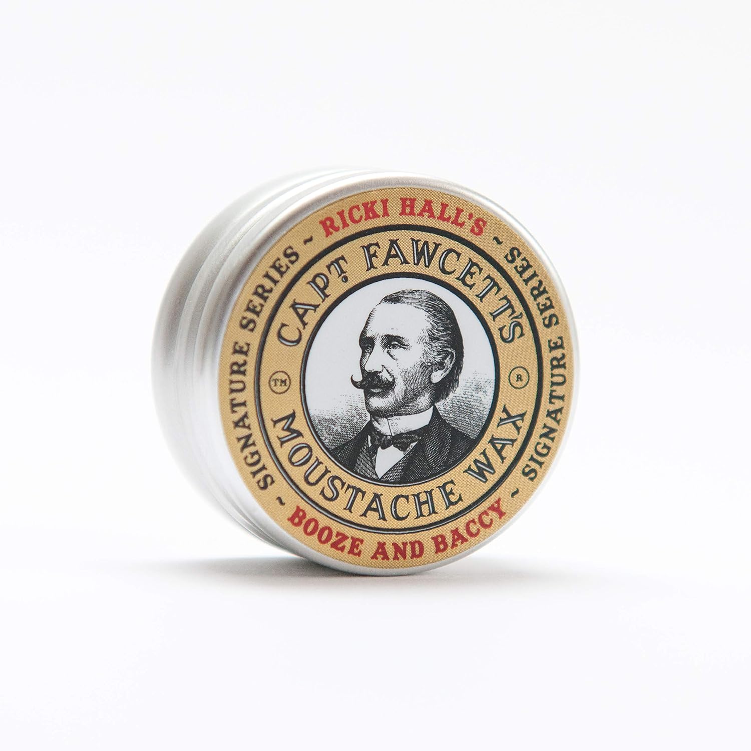 Captain Fawcett Ricki Hall’s Booze & Baccy Moustache Wax 15ml – Firm Hold Moustache Styling Wax for Men – Whiskey, Honey & Tobacco Scented Grooming Wax for a Classic Finish