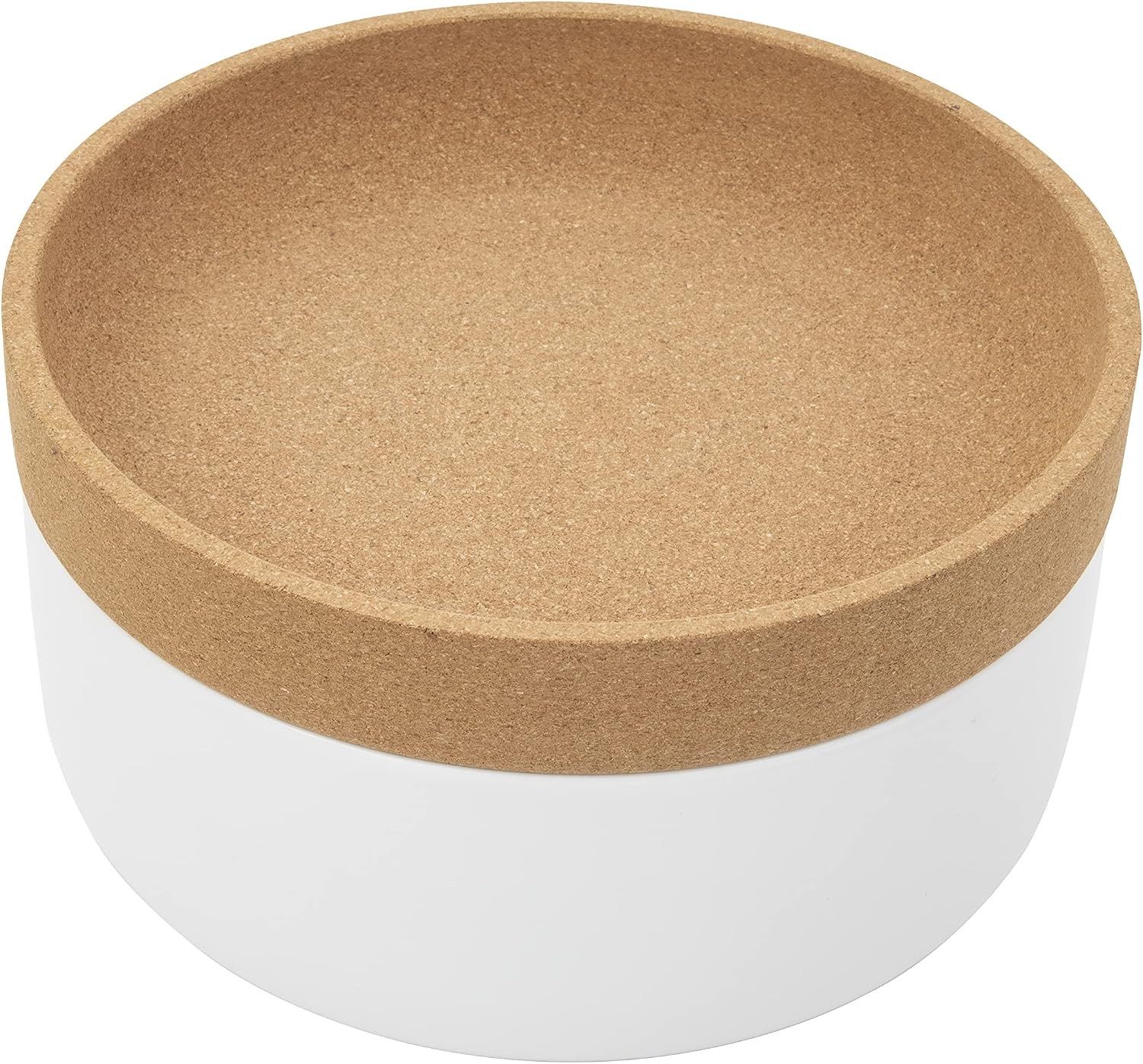 Kamenstein 2 Compartment Large Fruit Bowl Extends Produce Freshness, 11 x 11 x 6 Inch, Natural Cork and White Ceramic