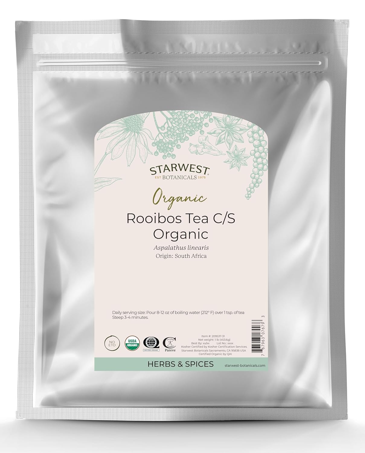 Starwest Botanicals Organic Rooibos Tea Cut & Sifted, 1 Pound