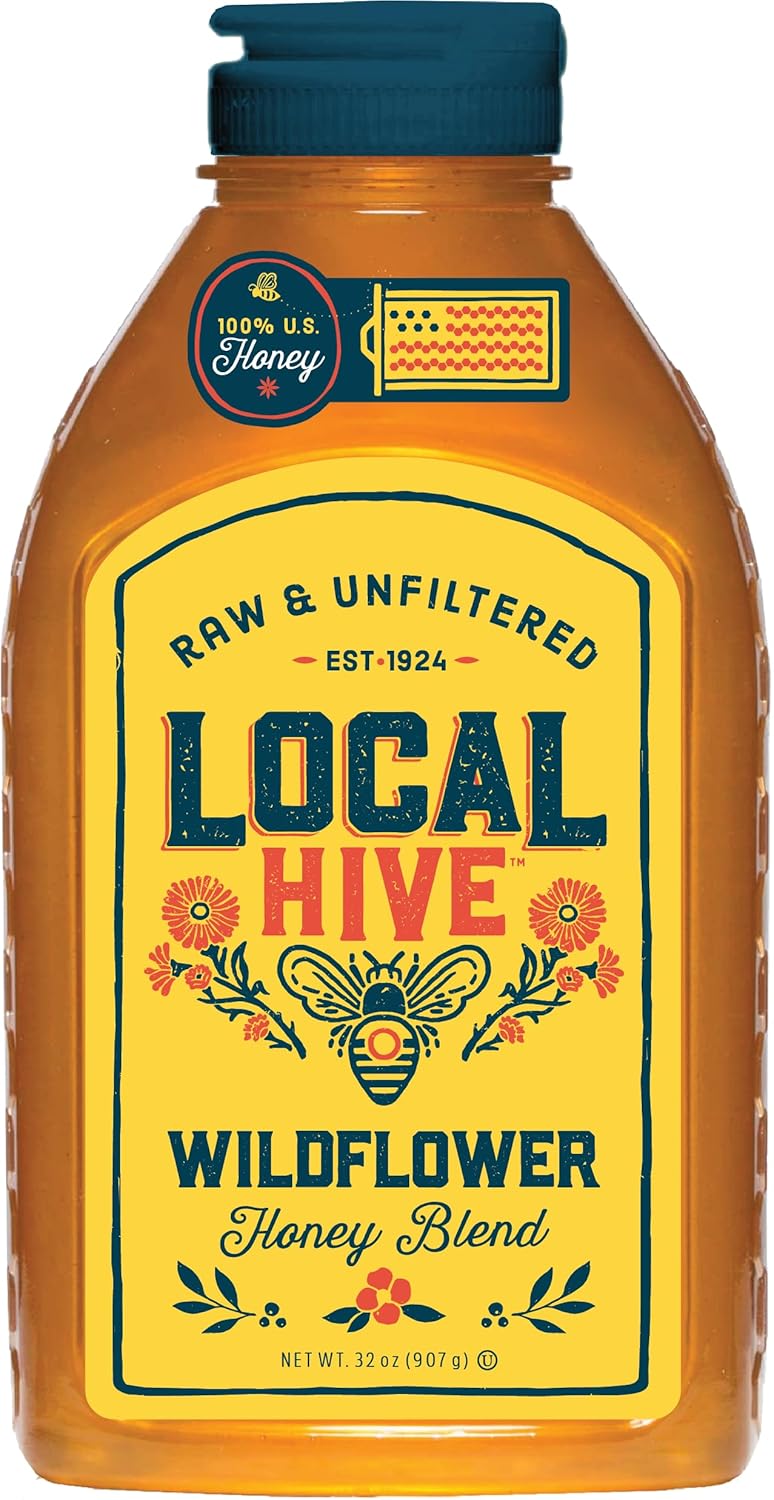 Local Hive Wildflower Raw & Unfiltered – 32 oz | 100% Pure U.S. Honey | Natural Sweetener Sourced from American Bees & Beekeepers | Premium Wildflower Blend | Ideal for Tea, Baking & Cooking