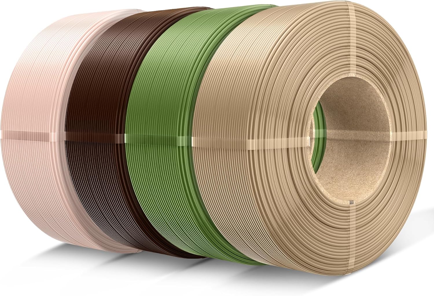 SUNLU 3D Printer Filament PETG Filament Refill 1.75mm,Suitable for SUNLU Third-Generation Reusable spools,1kg per Spool,Pack of 4,4 Colors,Beige+Coffee Brown+Olive Green+Oak