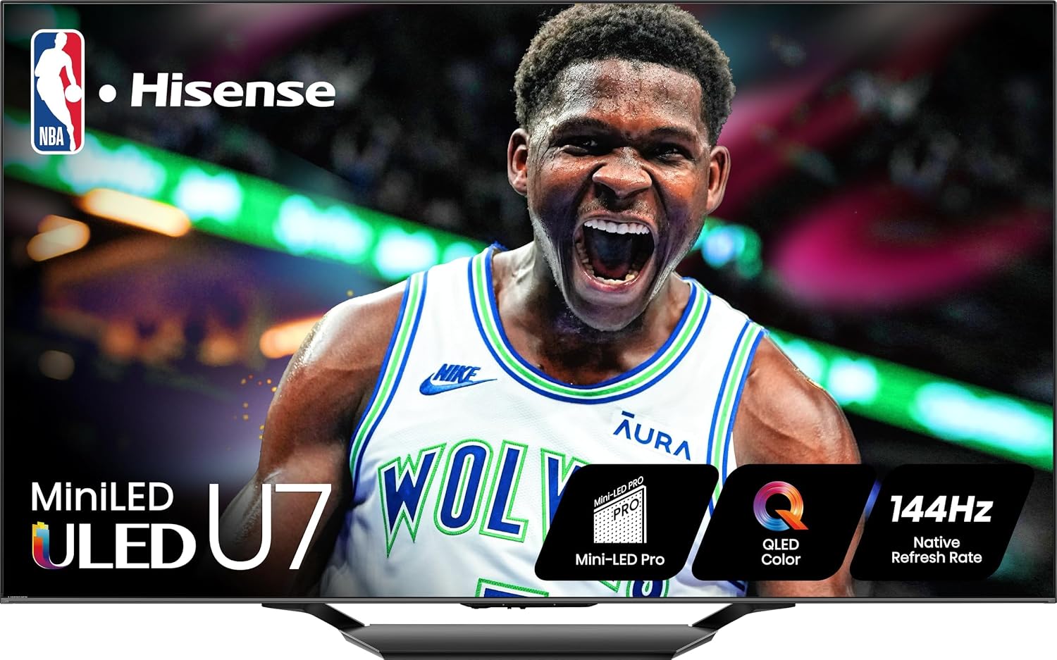 Hisense 65-Inch Class U7 Series Mini-LED ULED 4K UHD Google Smart TV (65U7N, 2024 Model) - QLED, Dolby Vision IQ, Dolby Atmos, Full Array Local Dimming, 144Hz Game Mode Pro, VRR, Alexa Compatibility