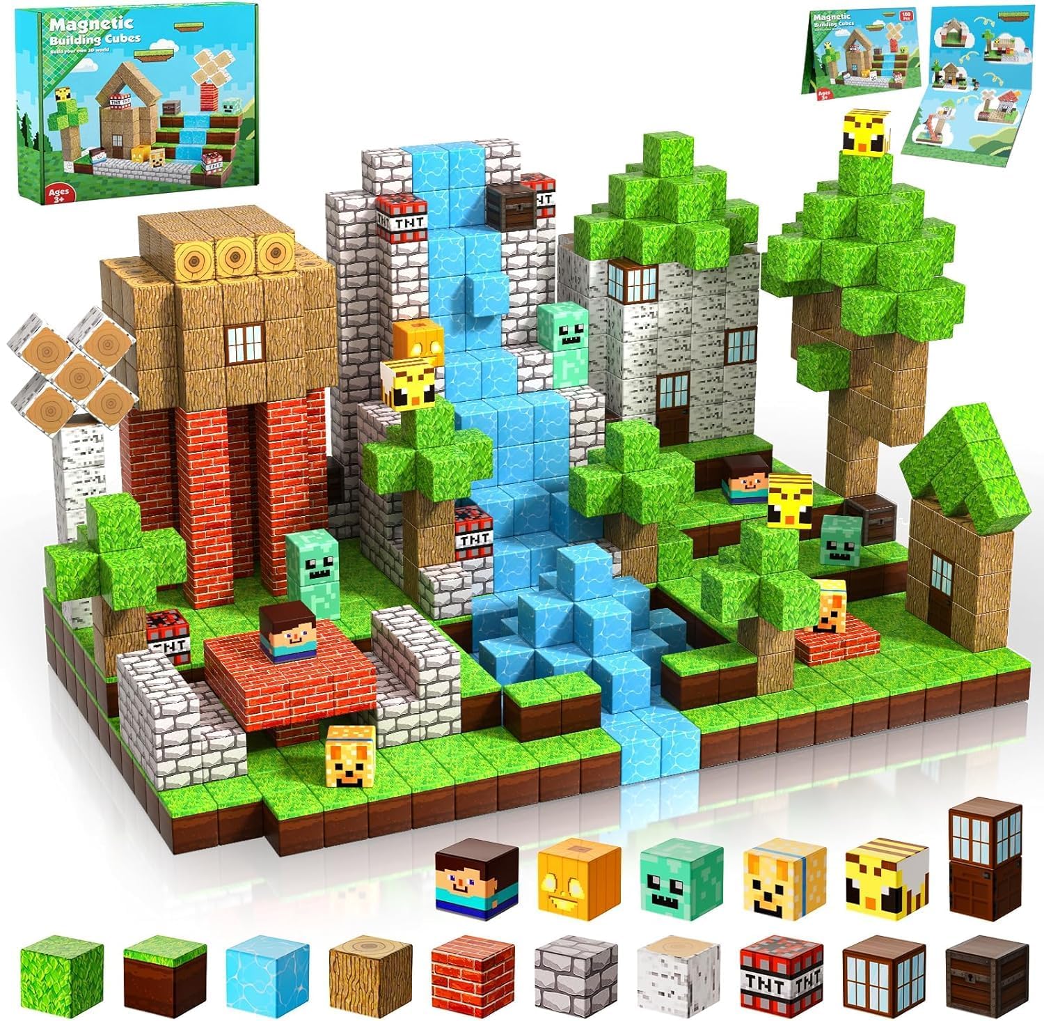 ToyUnited Magnetic Blocks-100PCS Magnetic Building Blocks Tiles Stacking Cubes Game, Creative Construction STEM Sensory Toys for Kids Boys Girls Ages 3 4 5 6 7 8 9 10 Birthday Gifts