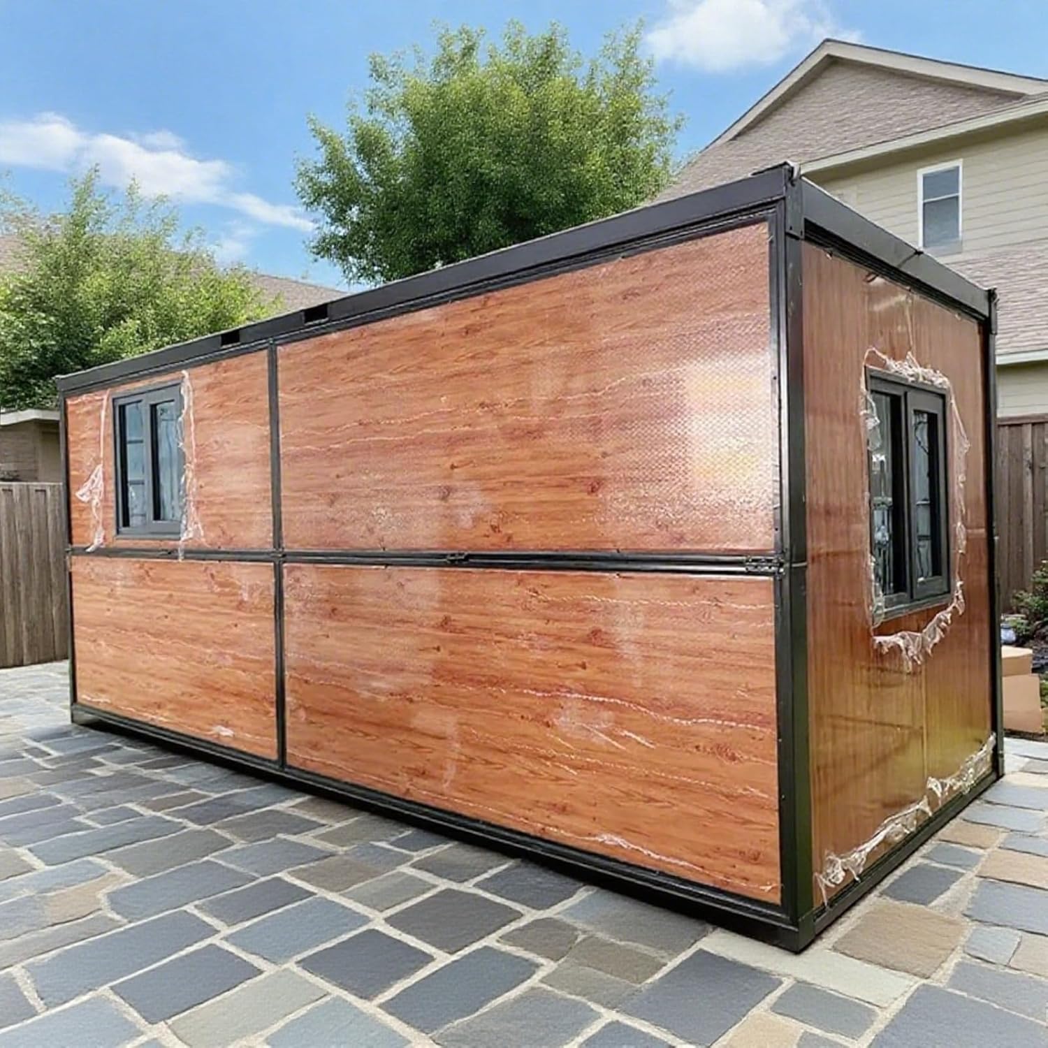 10FT Heavy-Duty Prefab Foldable Storage Shed – Expandable Outdoor Storage Cabin with Galvanized Steel Frame & Sandwich Panels for Backyard Organization