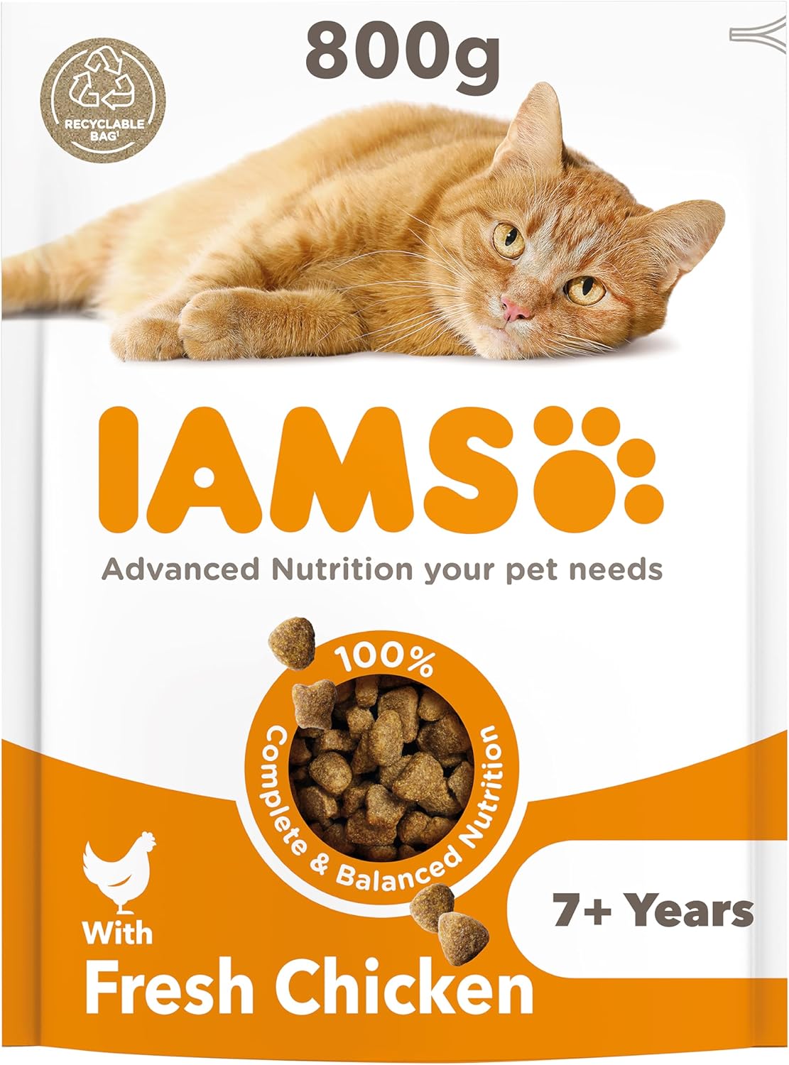 IAMS Senior Dry Cat Food Chicken 800g