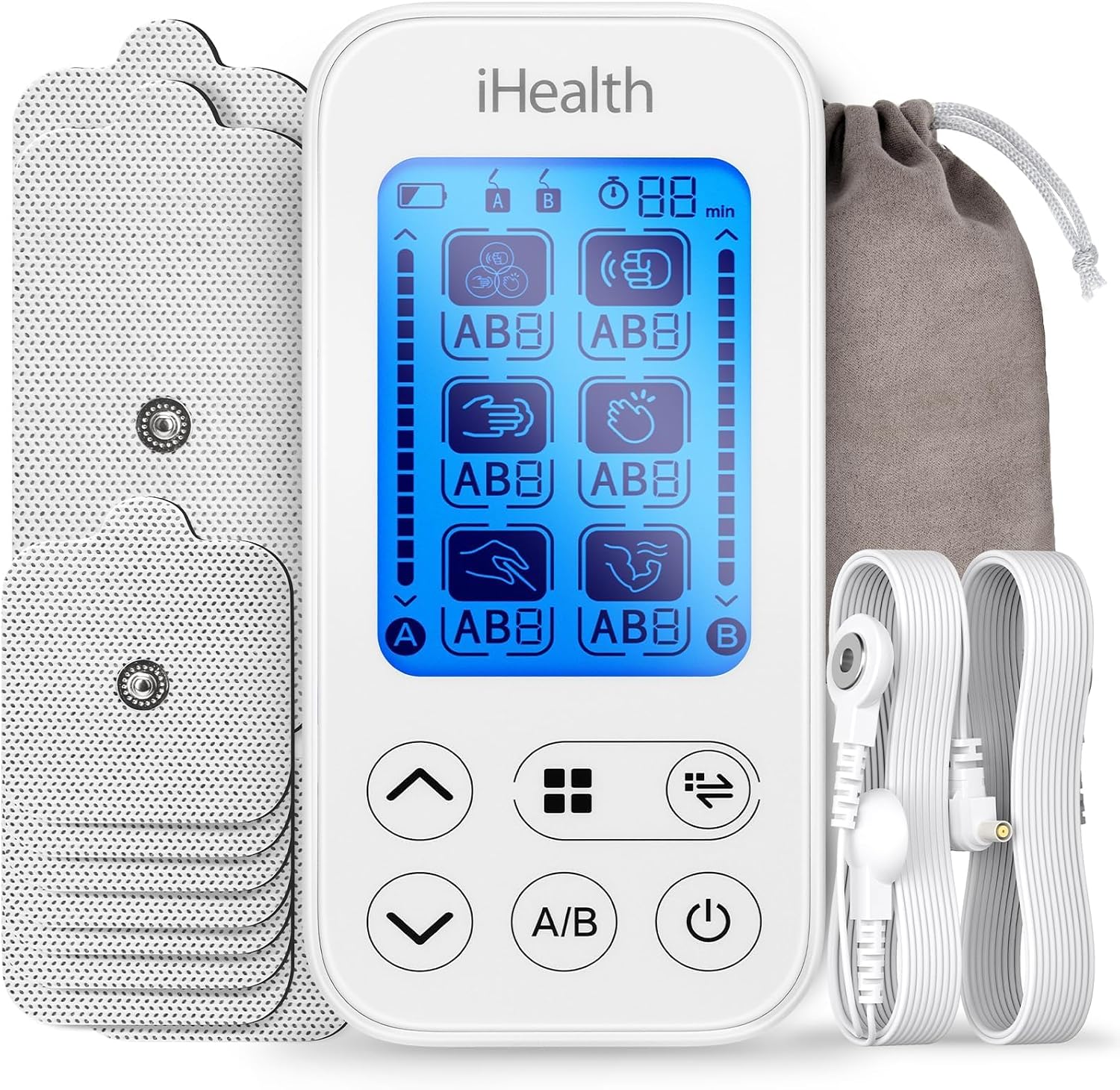 iHealth Dual-Channel TENS Unit Stimulator with 24 Modes & 90-Hour Battery