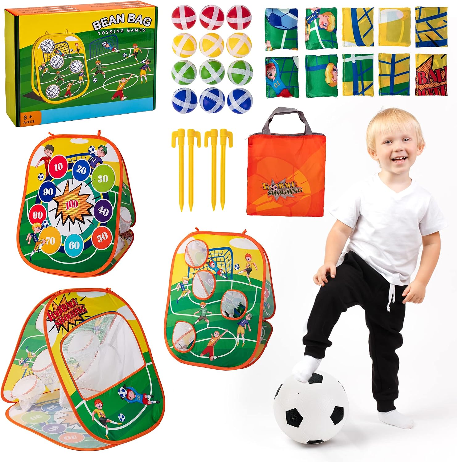 Sundaymot Bean Bag Toss Game, Kids Throwing Game Kit, 3 in 1 Darts Toys for Kids, Sand Bag Throw, Carnival Games Indoor and Outdoor Party Games