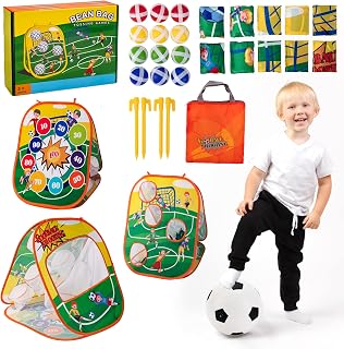 Sundaymot Bean Bag Toss Game, Kids Throwing Game Kit, 3 in 1 Darts Toys for Kids, Sand Bag Throw, Carnival Games Indoor and Outdoor Party Games