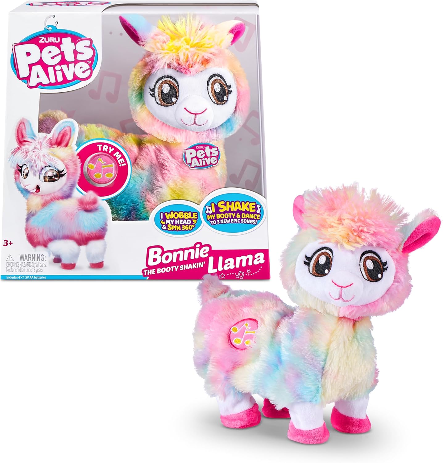 Pets Alive Rainbow Bonnie The Booty Shakin Llama Battery-Powered Dancing Robotic Toy by ZURU, 1 Count (Pack of 1)