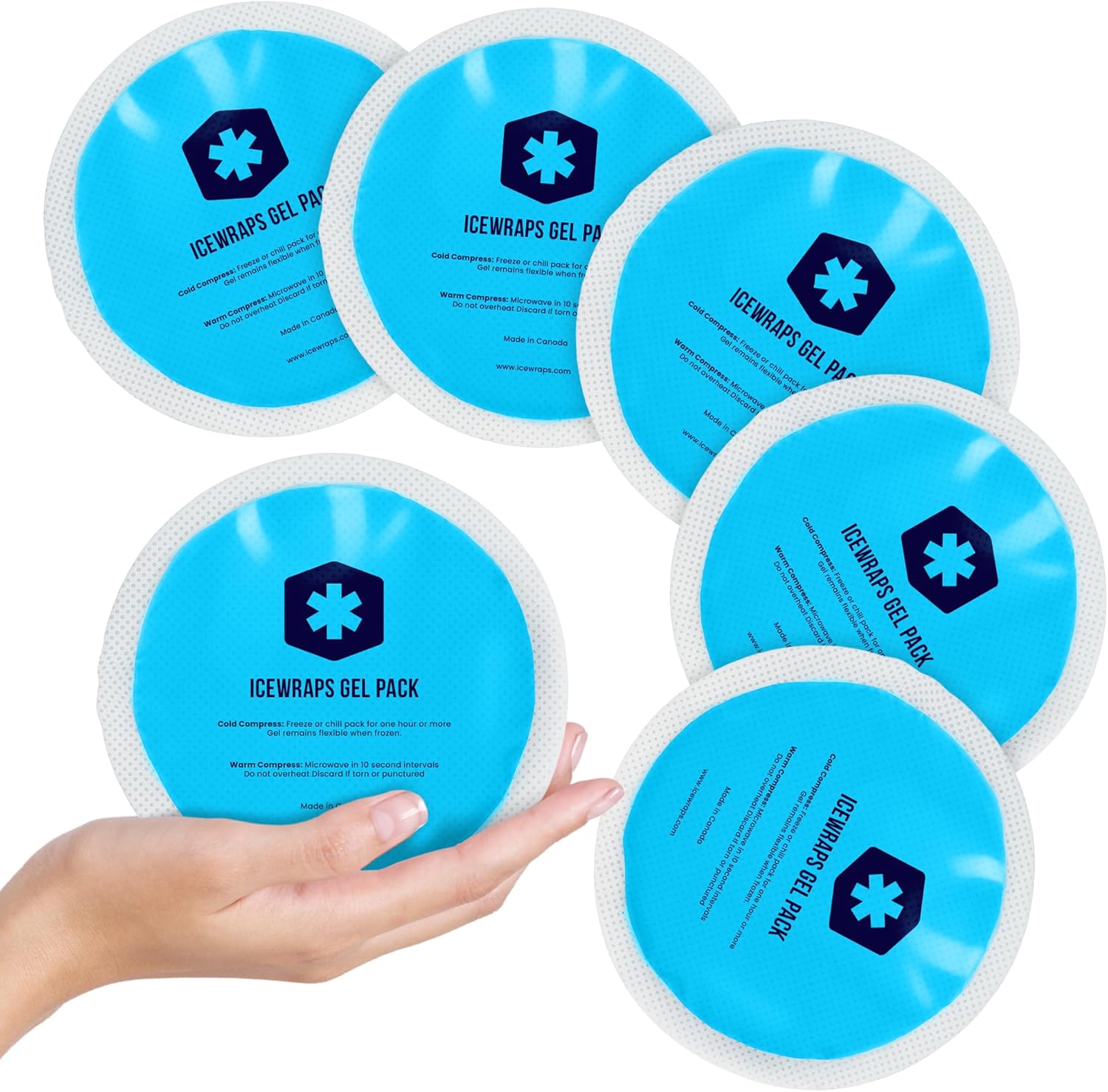 ICEWRAPS Reusable Hot & Cold Gel Packs for Pain Relief - 5 Pack with Cloth Backing for Injuries, Surgery, Toothache (5 Pack)