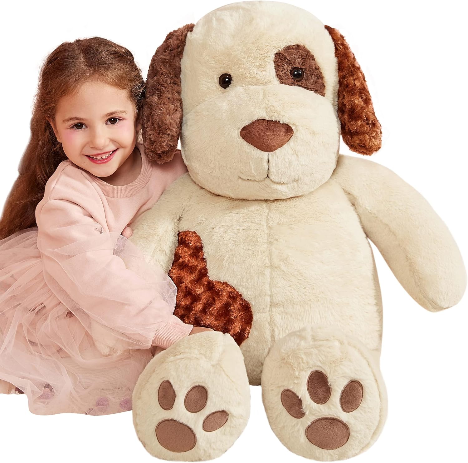 IKASA Giant Dog Labrador Stuffed Animal Plush Toys,Puppy Soft Toy Large Cute Huge Jumbo Big Size Plushie,Gifts for Kids (30 inches, Light Brown)