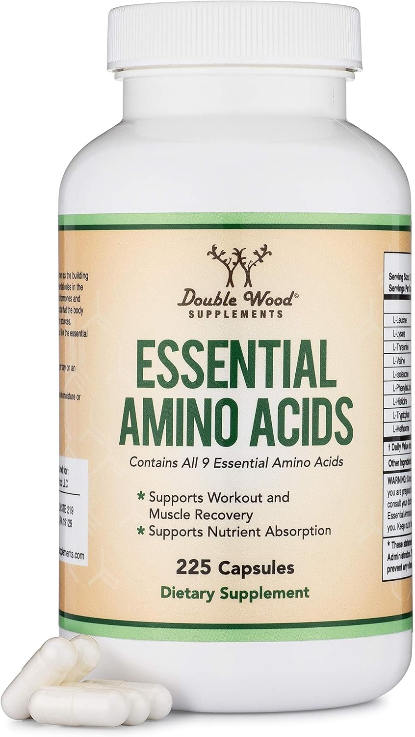 EAA Capsules, BCAAs, All 9 Amino Acids, Workout + Muscle Recovery, 225 Ct