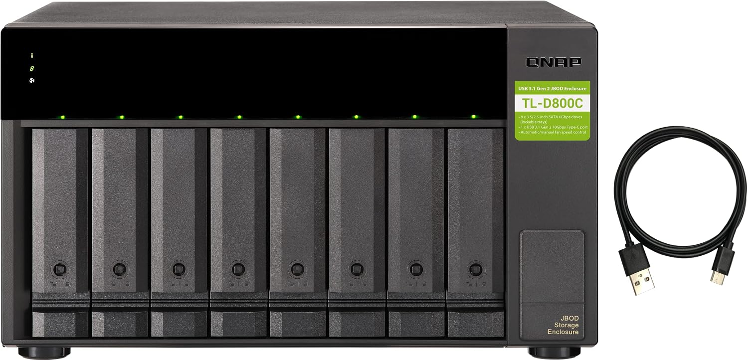 QNAP TL-D800C 8 Bay Desktop JBOD Storage Enclosure | USB 3.2 Gen 2 Type-C Connectivity
