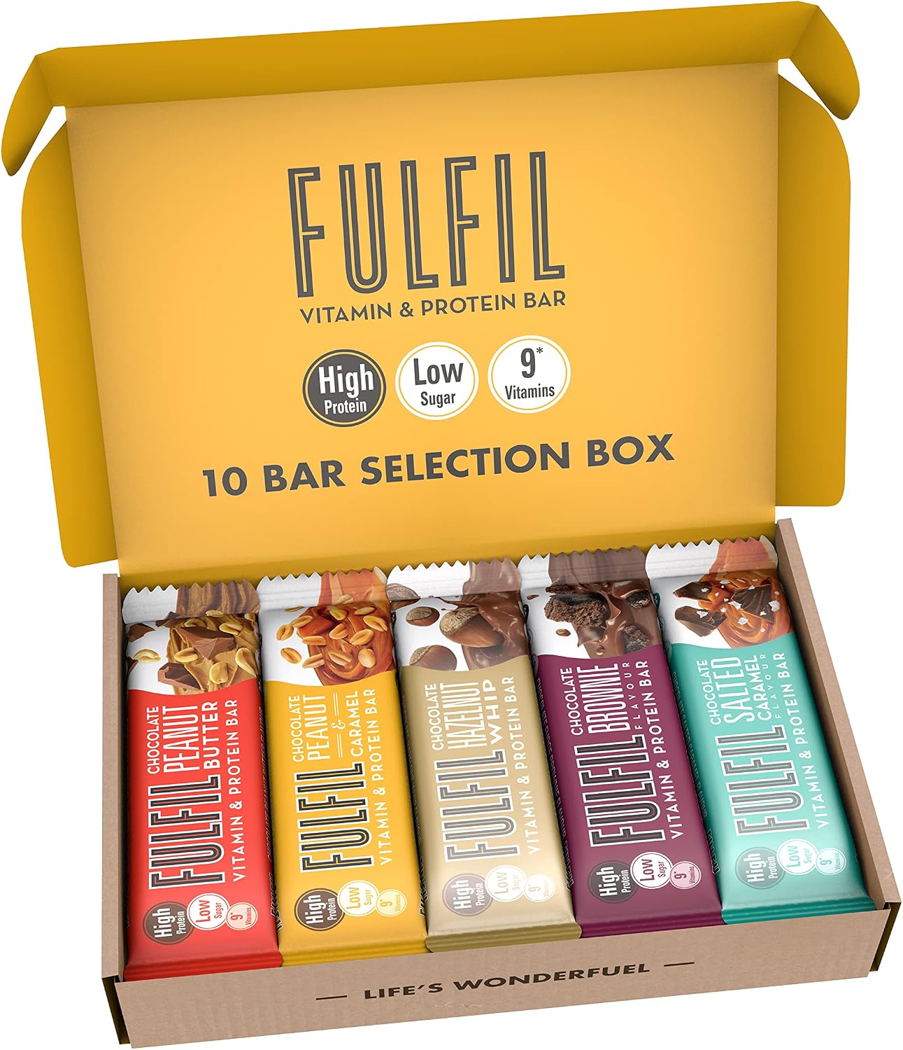 FULFIL Vitamin and Protein Bars, Exclusive 10 Bar Selection Box, 10 x 55g